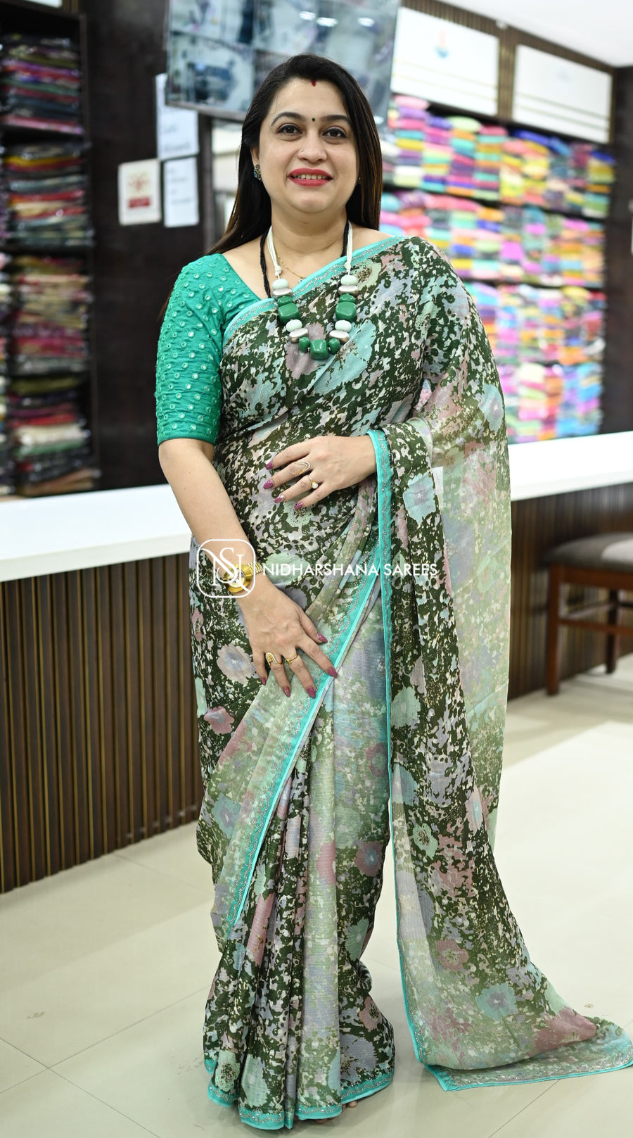 Georgette With Swaroski Stone Work