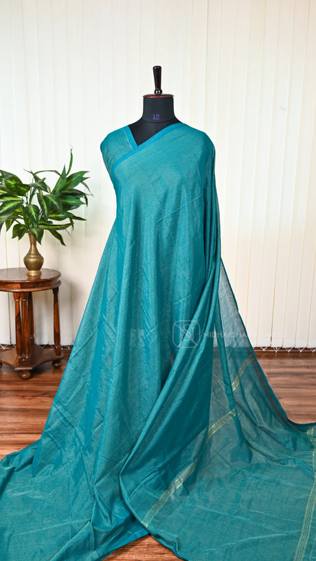 Bengal Cotton With Zari Lines (Without Blouse)