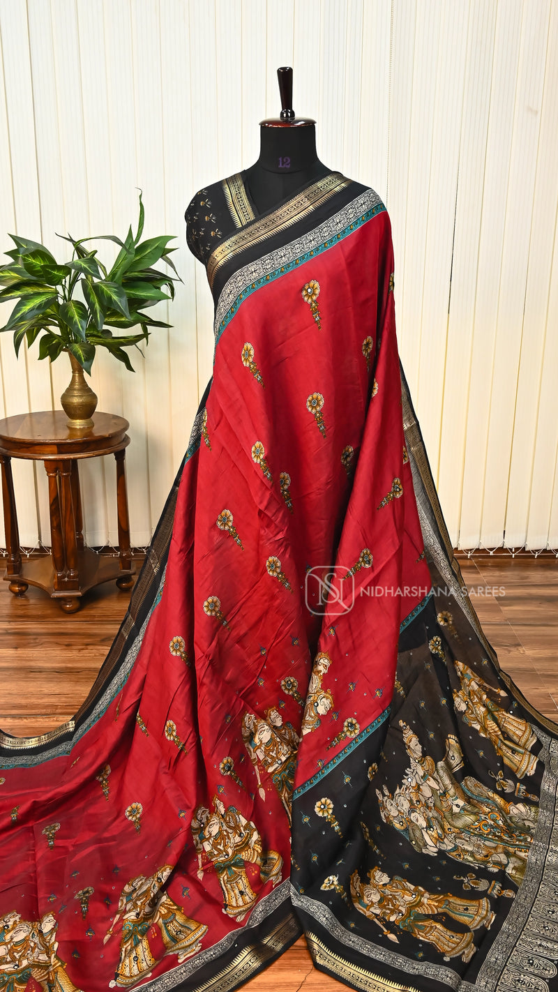 Viscose Cotton With Floral Butta And Kalamkari Print Concept