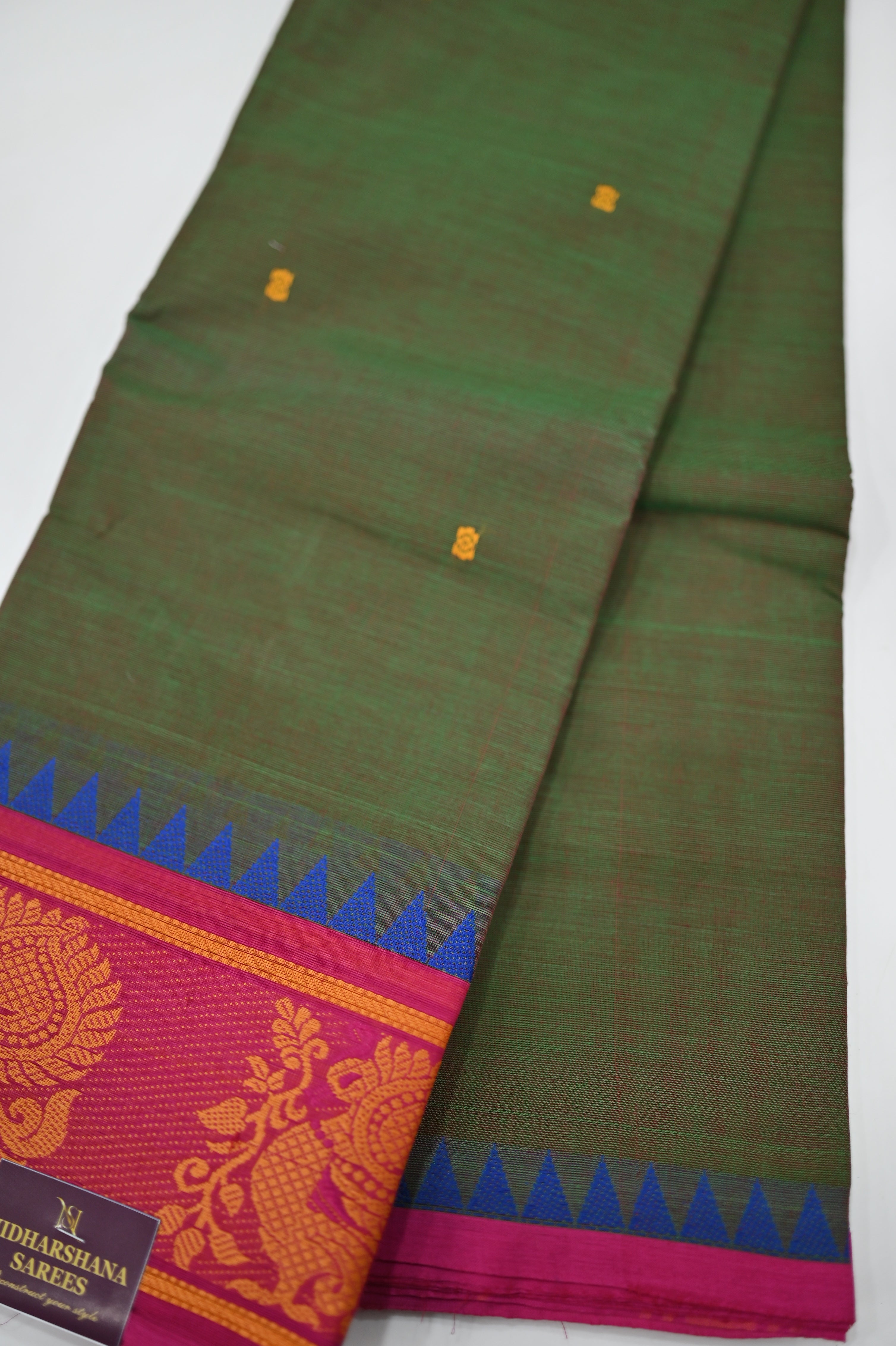 Maroon Handloom Chettinad Cotton Saree | Avishya.com