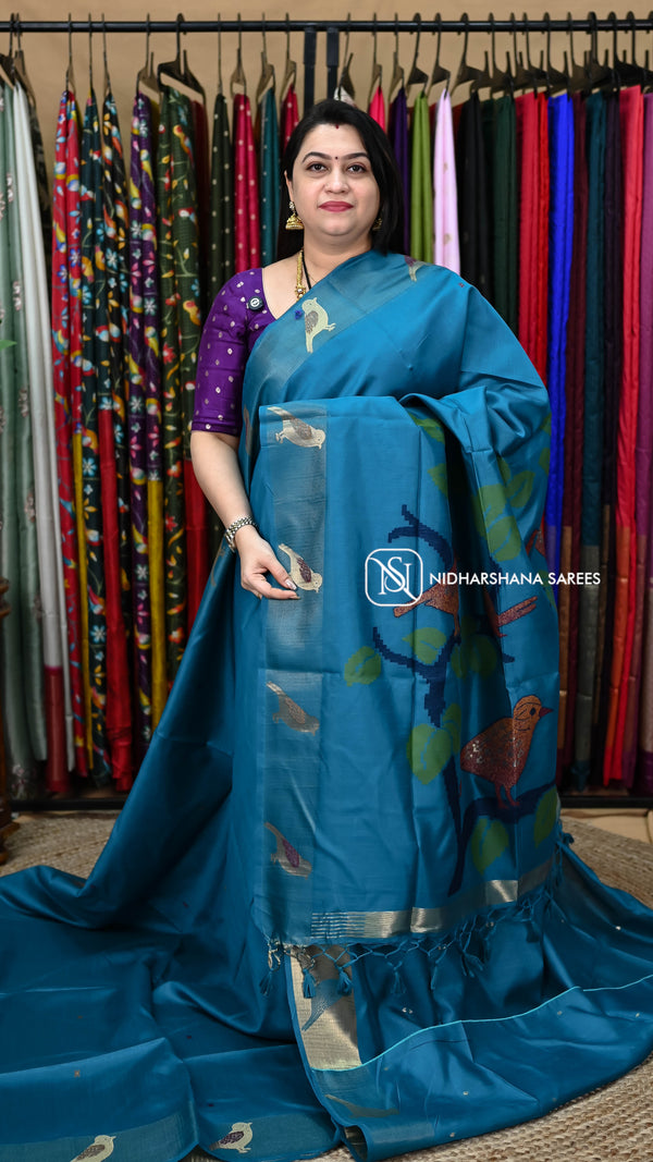 Cotton Silk Saree With Zari Border