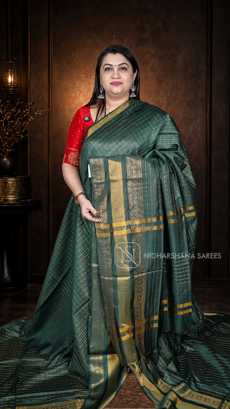 Art Linen With Zari Checks Concept