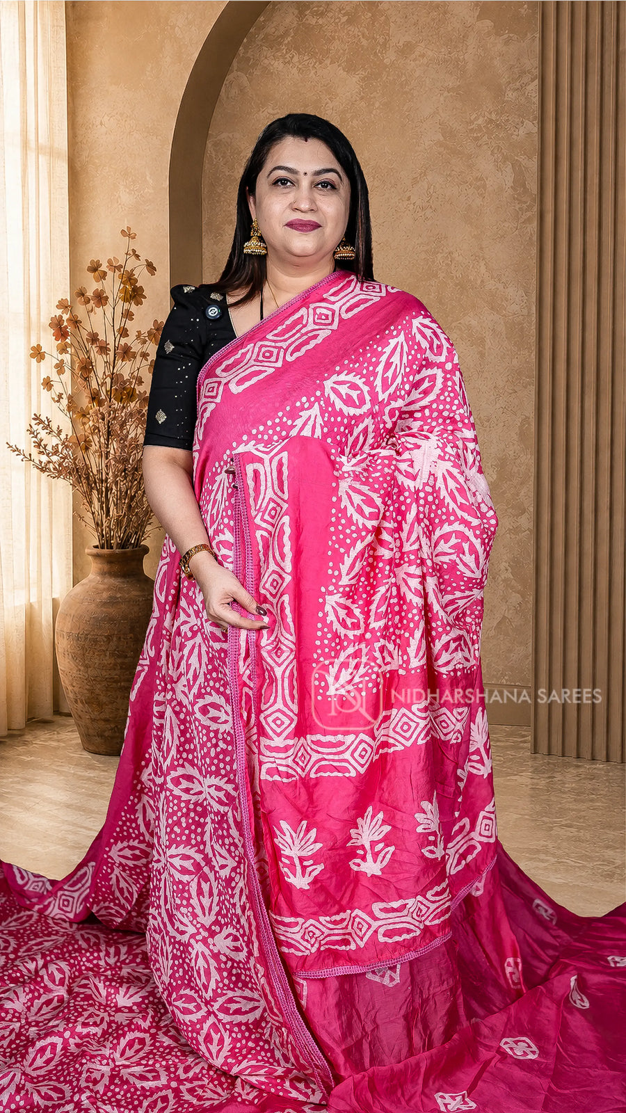 Chanderi Cotton With Batic Print