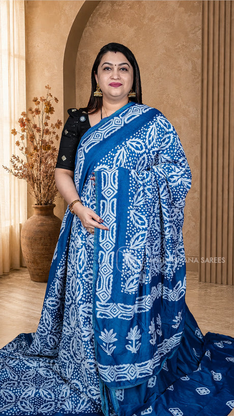 Chanderi Cotton With Batic Print