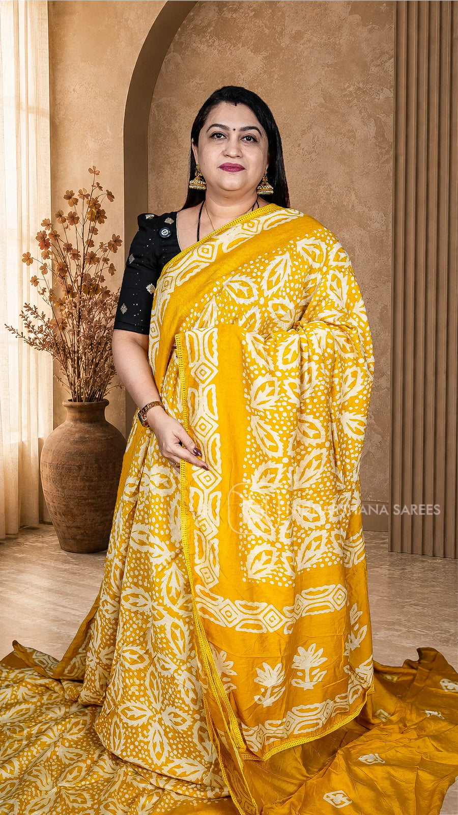Chanderi Cotton With Batic Print